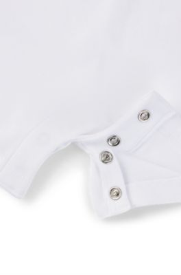 Combishort en coton stretch &agrave; logo imprim&eacute;, pour b&eacute;b&eacute;, Blanc