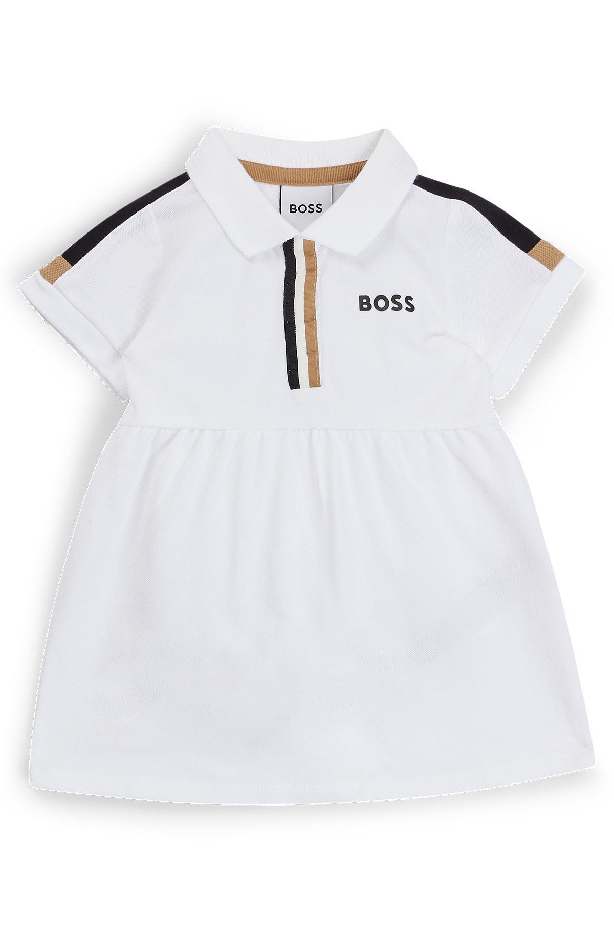 Baby polo dress in stretch-cotton piqué, White