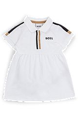 Baby polo dress in stretch-cotton piqué, White