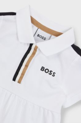 Baby polo dress in stretch-cotton piqu&eacute;, White
