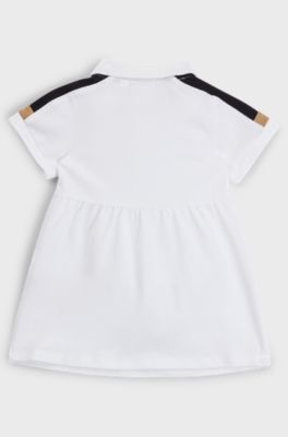 Baby polo dress in stretch-cotton piqu&eacute;, White