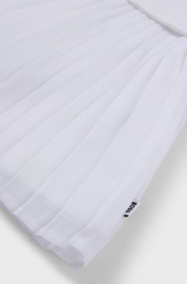 Vestito da neonata con top in jersey e gonna a pieghe, Bianco