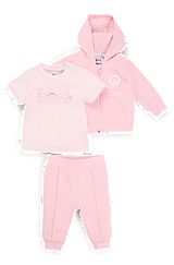 Gift-boxed three-piece tracksuit for babies, light pink