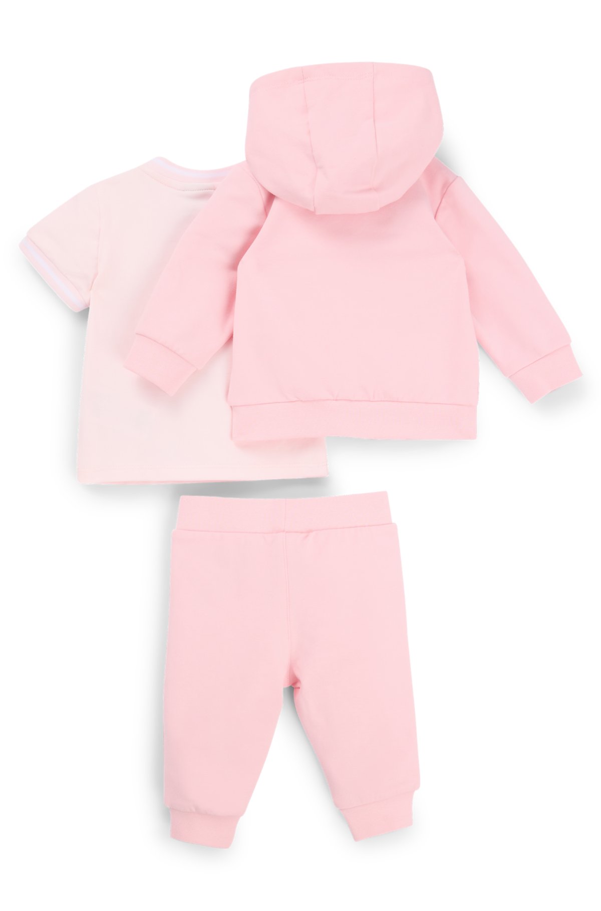 Gift-boxed three-piece tracksuit for babies, light pink
