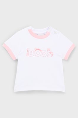 Baby T-shirt in stretch cotton with panda artwork, White