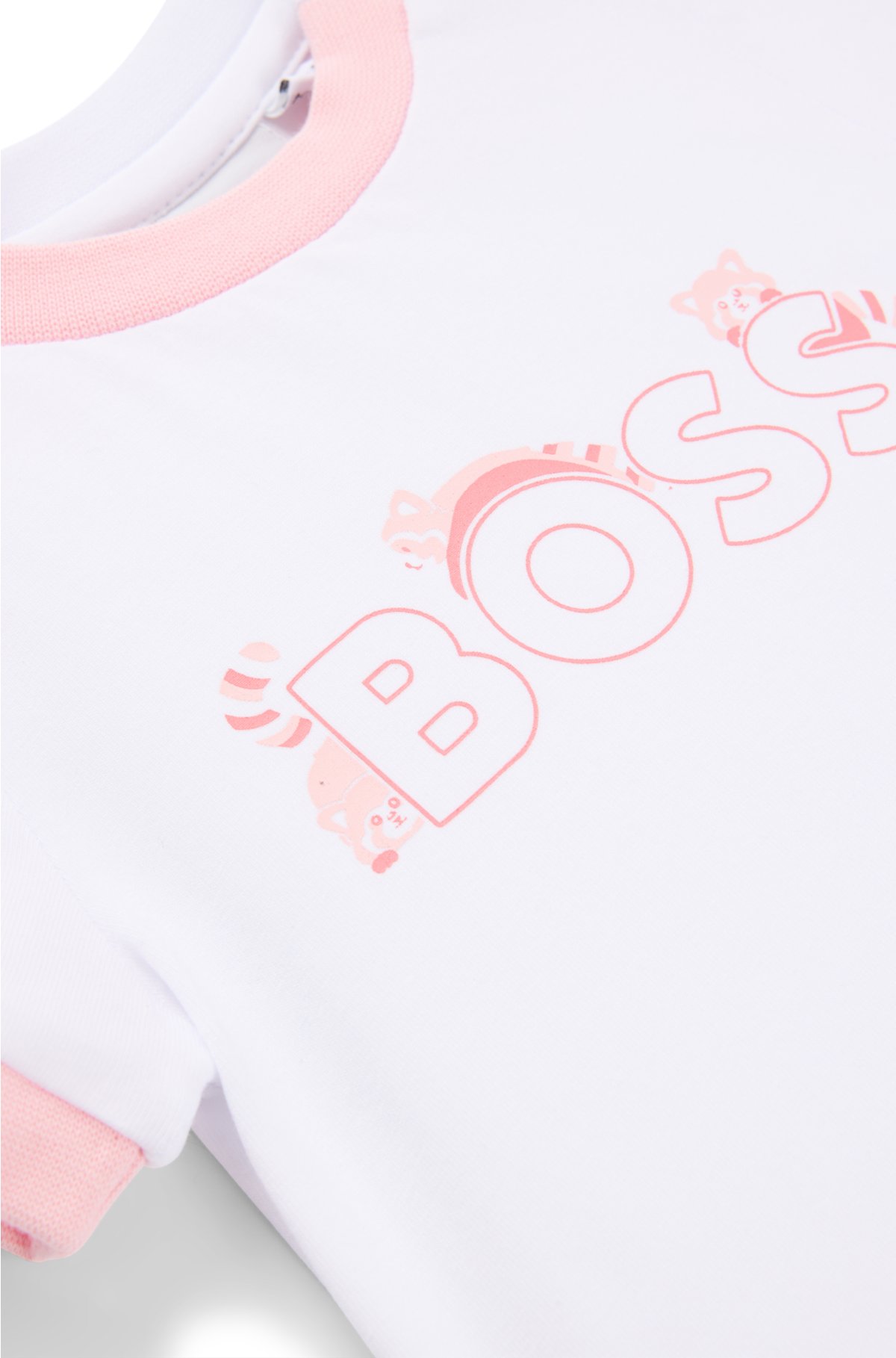 Baby T-shirt in stretch cotton with panda artwork, White