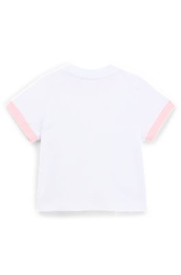 Baby T-shirt in stretch cotton with panda artwork, White