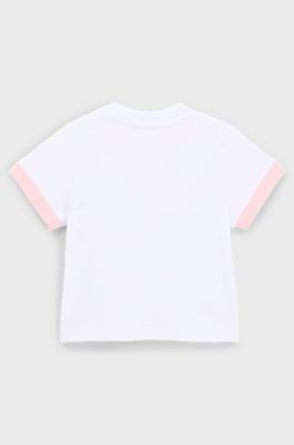 Baby T-shirt in stretch cotton with panda artwork, White