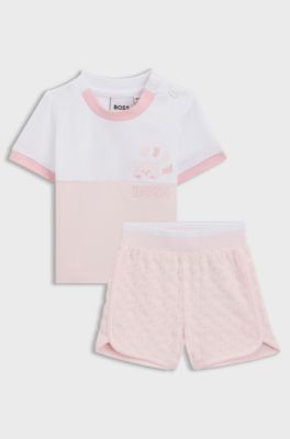 Gift-boxed T-shirt and shorts set for babies, Light Pink