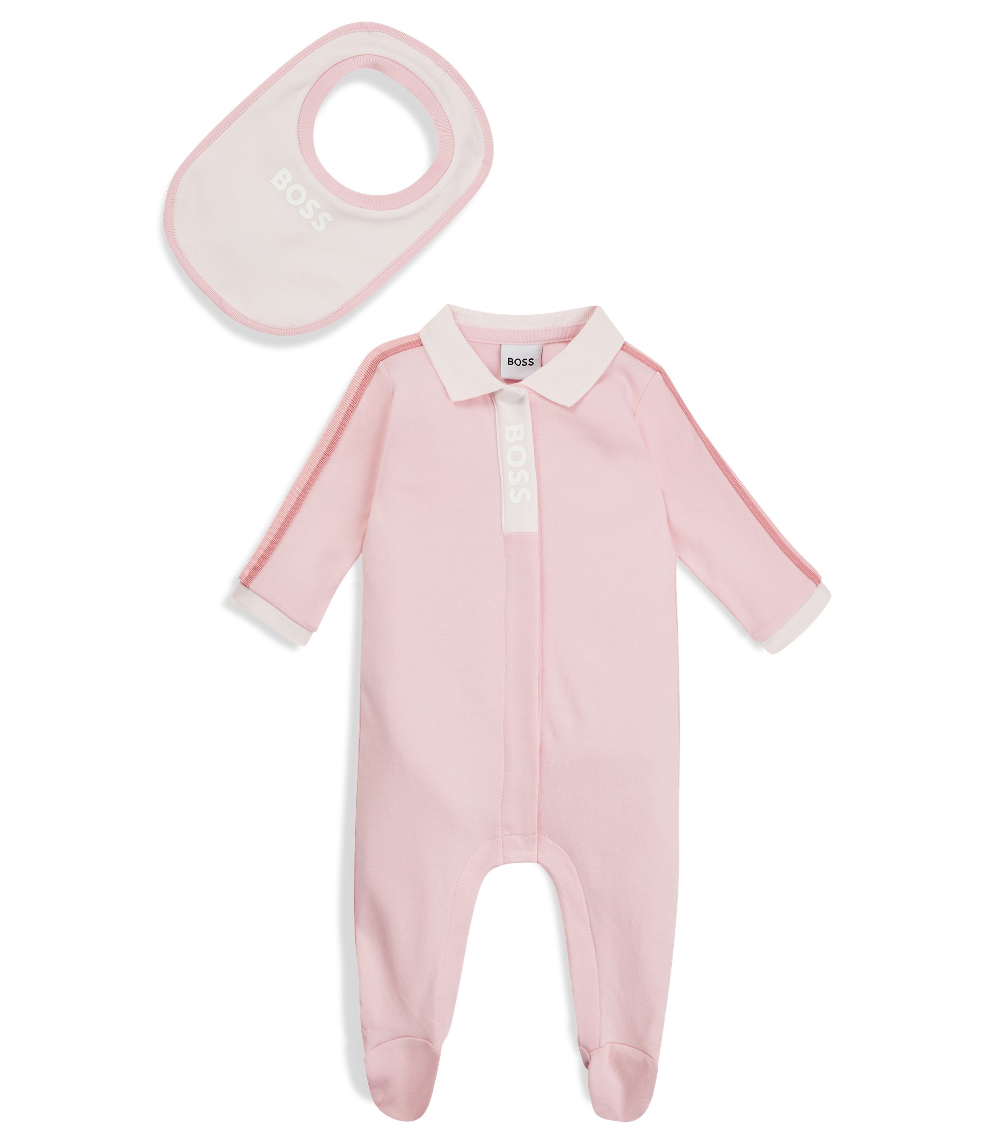 BOSS Boîte cadeau avec grenouillère et bavoir pour bébé Rose clair