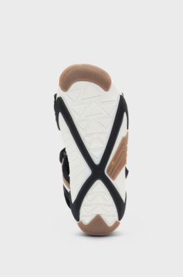 Kids' signature-stripe sandals with contrast logo, Black