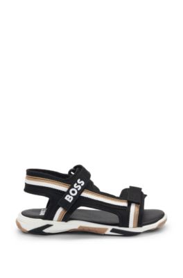 Kids' signature-stripe sandals with contrast logo, Black