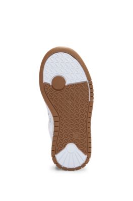 Kids' trainers in canvas and leather with embossed branding, Black