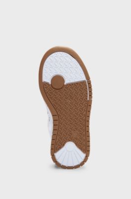 Sneakers per bambini in tela e pelle con logo goffrato, Nero