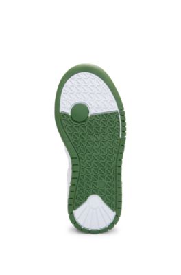 Kids' trainers in canvas and leather with embossed branding, Dark Blue