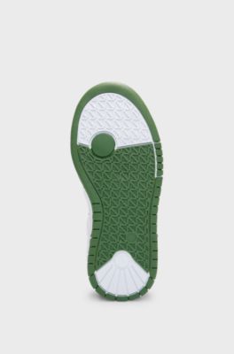 Sneakers per bambini in tela e pelle con logo goffrato, Blu scuro