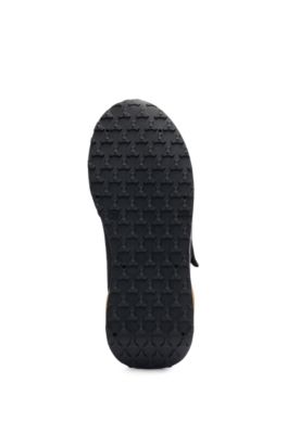 Kids' mixed-material trainers with logo details, Black