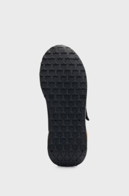 Kids' mixed-material trainers with logo details, Black