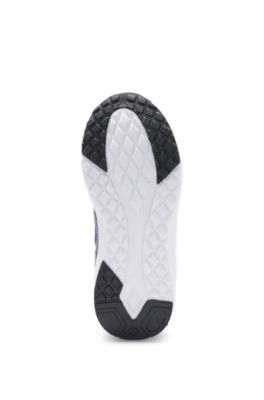 Kids' logo-detail trainers in leather and mesh, Black