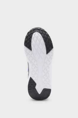 Kids' logo-detail trainers in leather and mesh, Black