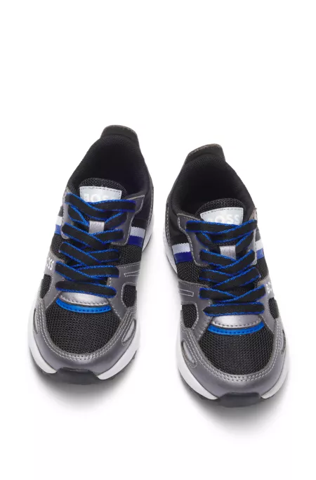 Baskets logotées en cuir et mesh pour enfant