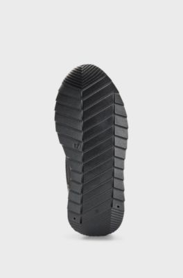 Kids' trainers with faux leather and mesh, Black