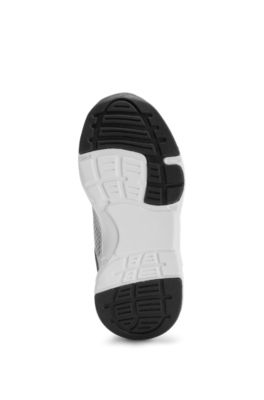 Kids' mixed-material trainers with metallic faux leather, Silver