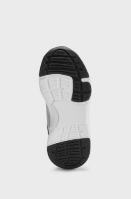 Kids' mixed-material trainers with metallic faux leather, Silver