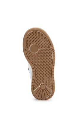 Kids' trainers in canvas and leather with branded strap, Black