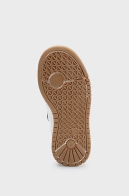 Kids' trainers in canvas and leather with branded strap, Black