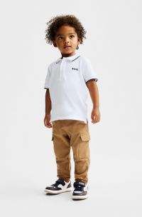 Kids' trainers in canvas and leather with branded strap, Black