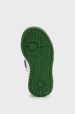 Kids' trainers in canvas and leather with branded strap, Dark Blue