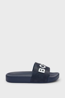 Kids' slides with contrast logos, Dark Blue