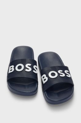 Kids' slides with contrast logos, Dark Blue
