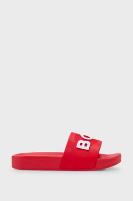Kids' slides with contrast logos, Red