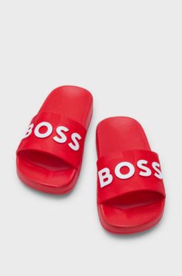 Kids' slides with contrast logos, Red