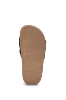 キッズ スライドサンダル モノグラム＆コントラストロゴ, ブラック