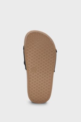 Kids' slides with monograms and contrast logo, Black