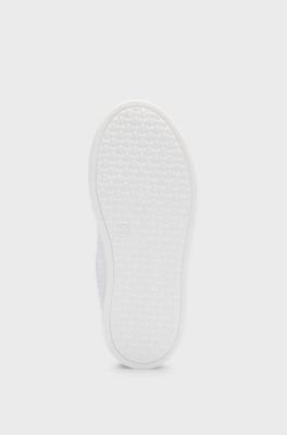 Kids' trainers in monogram canvas with metallic faux leather, White
