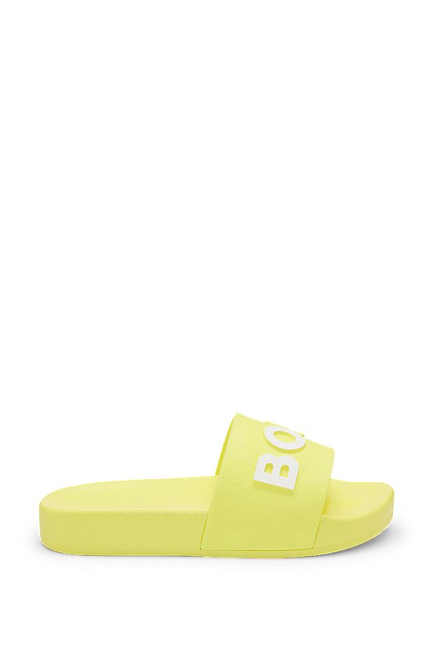 Kids' slides with contrast logo, Yellow