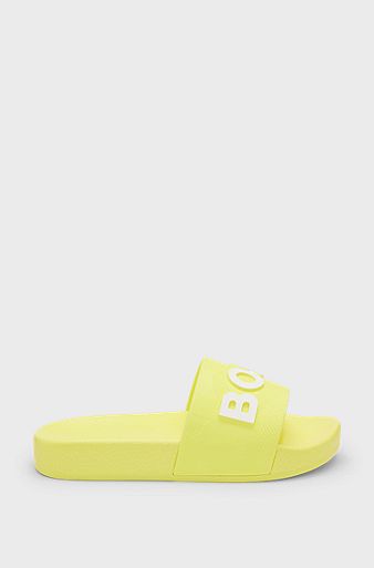 Kids' slides with contrast logo, Yellow