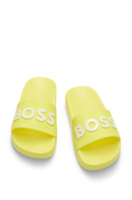 Kids' slides with contrast logo, Yellow