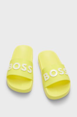 Kids' slides with contrast logo, Yellow