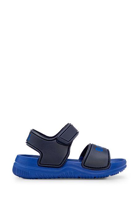 Sandálias para criança com correia com logótipo de fecho tátil, Azul-escuro