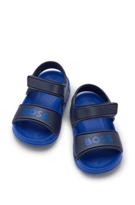 Kids' touch-closure sandals with logo strap, Dark Blue