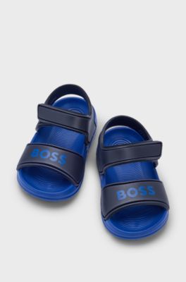 Kids' touch-closure sandals with logo strap, Dark Blue