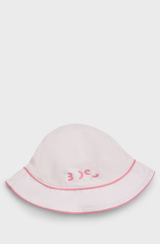 Baby hat in cotton with cords and logo print, light pink