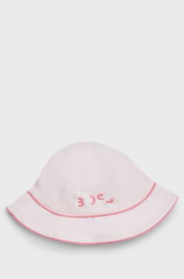 Baby hat in cotton with cords and logo print, Light Pink