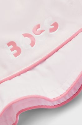 Baby hat in cotton with cords and logo print, Light Pink