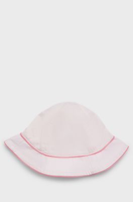 Baby hat in cotton with cords and logo print, light pink